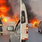Seyir halindeki otomobil alev topuna döndü
