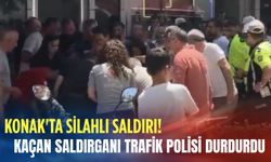 Konak'ta silahlı saldırı! Kaçan saldırganı trafik polisi durdurdu