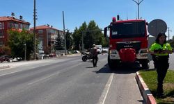 Yangın bölgesine giderken kazaya karıştı