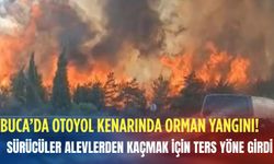 Buca’da otoyol kenarında orman yangını! Sürücüler alevlerden kaçmak için ters yöne girdi