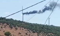 Bergama'da rüzgar türbininde yangın: Helikopter müdahale etti!