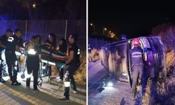 Devrilen araçta sıkışan sürücü için zamana karşı yarış
