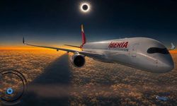 Güneş tutulması için gökyüzünde özel uçuş: 10 bin metreden canlı yayınlandı
