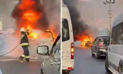 Seyir halindeki otomobil alev topuna döndü