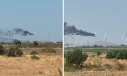İzmir haber: Bergama'da Rüzgar Gülü yandı