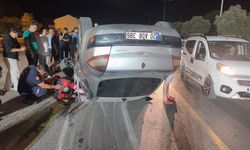 Ters şeride giren otomobil takla attı