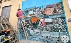 Asrın Felaketi’nin izleri Denizli'de duvara yansıtıldı