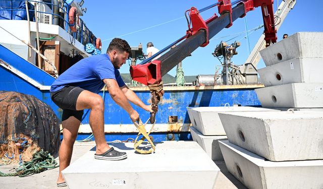 İzmir'de ahtapotlar için denize yapay resif bırakıldı