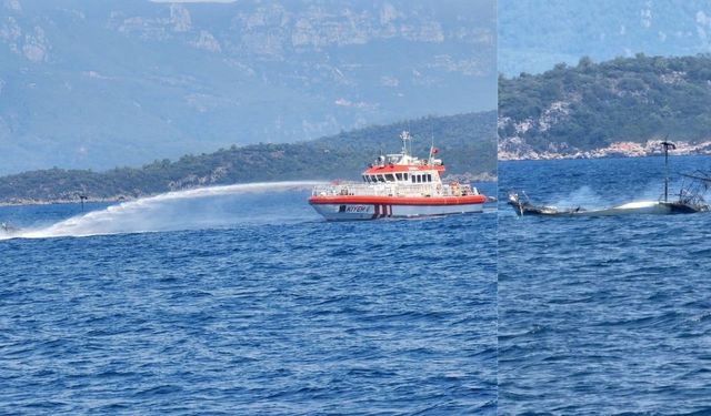 Kıyıya demirli tekne saniyeler içinde alev topuna döndü!