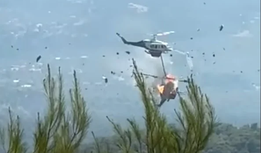 Yunanistan'da yangın söndürme helikopterleri havada çarpıştı!