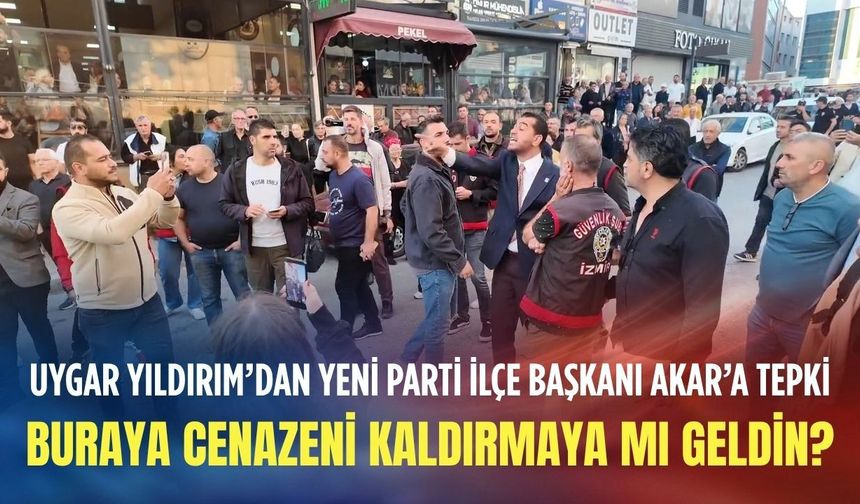 Çiğli Belediyesi önünde Uygar Yıldırım ile Erkan Akar arasında gergin anlar