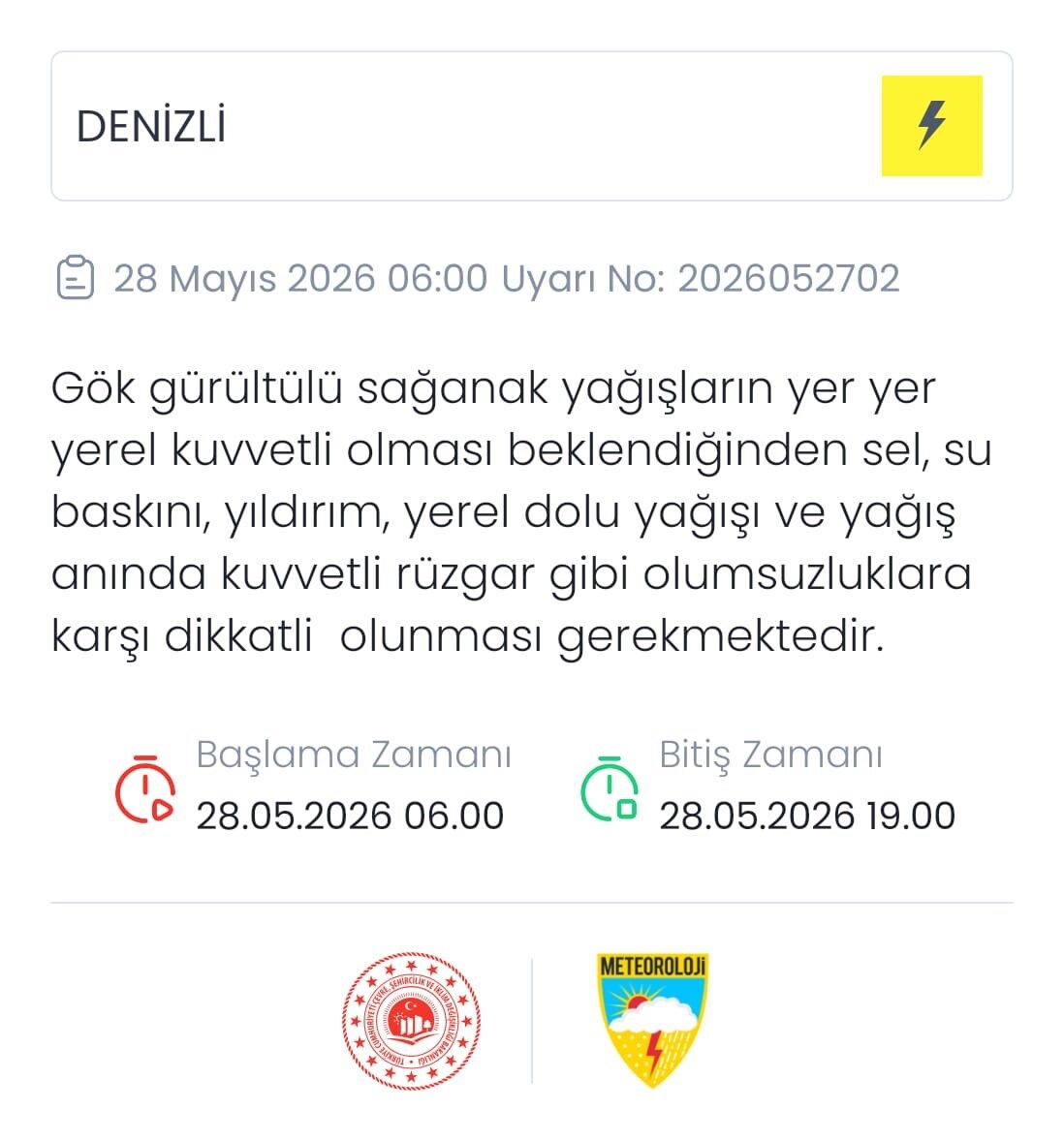 Denizli Ve Afyon Için Sarı Kodlu Uyarı Verildi! 3