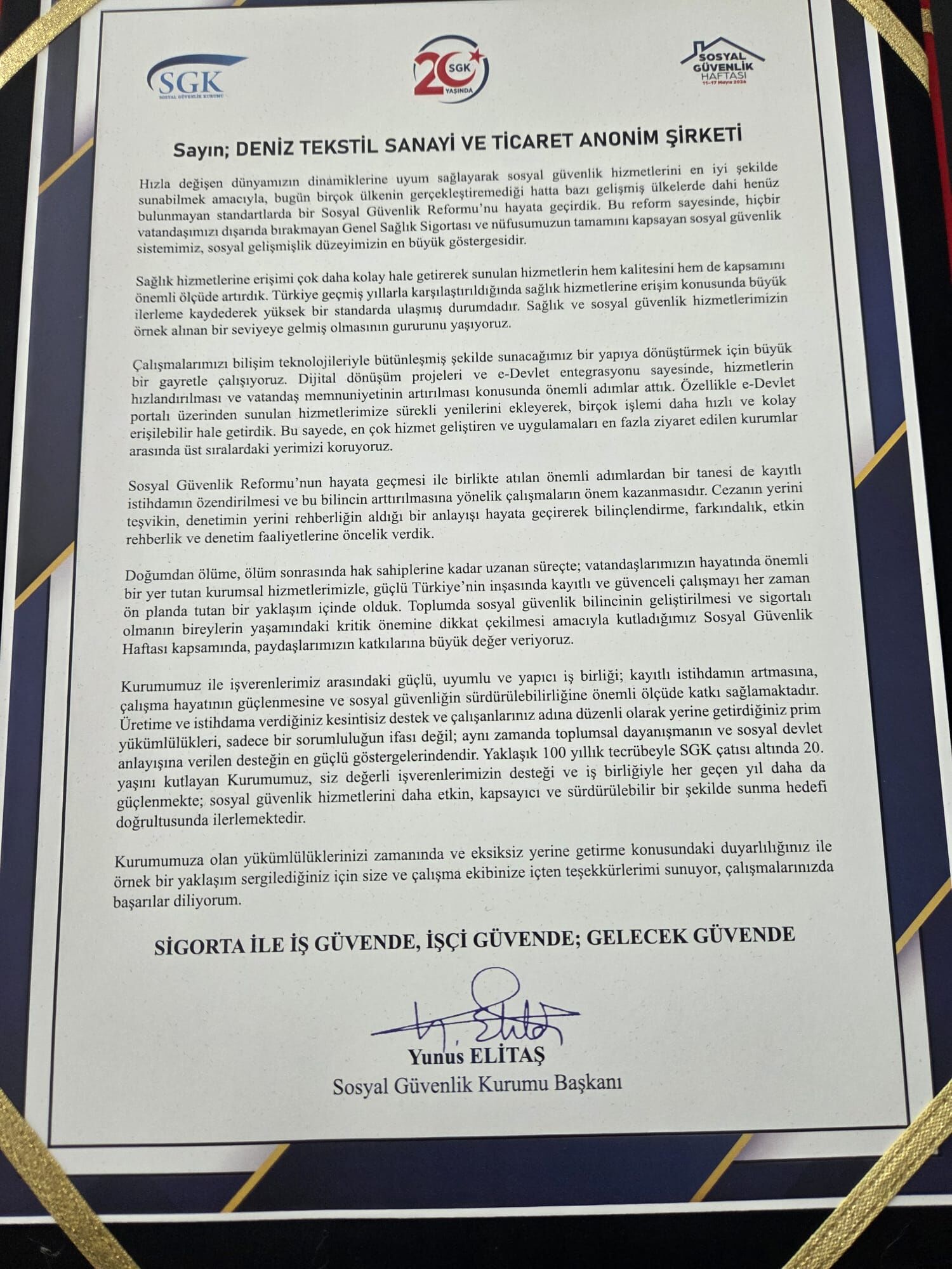 Deniz Tekstil'e Sgk'dan Büyük Ödül! (1)
