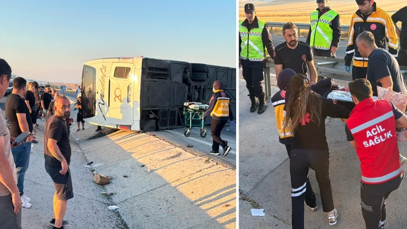 B8Cb1F3F Kutahya Afyonkarahisar Yolunda Yolcu Otobusu Devrildi 31 Yarali
