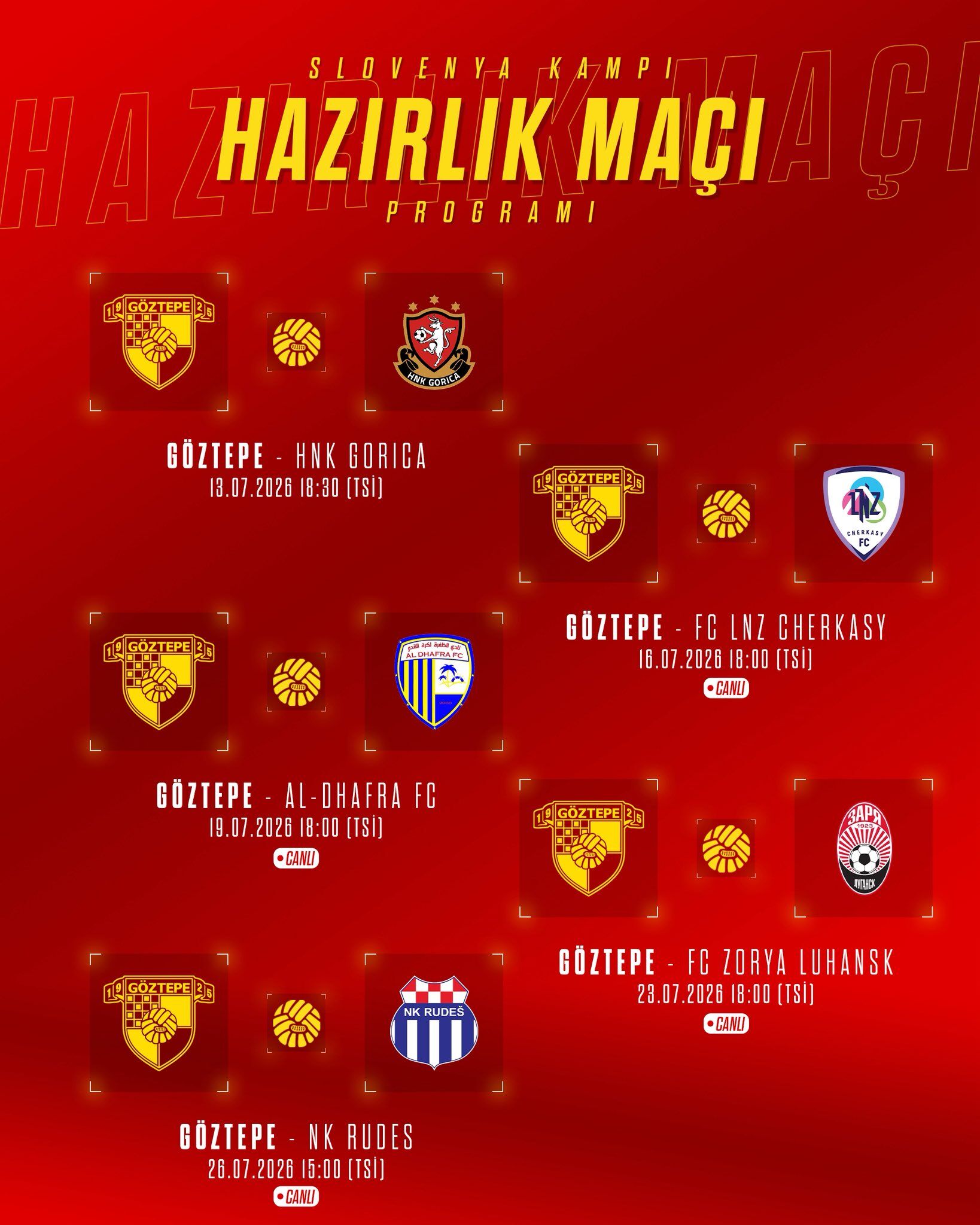 Göztepe Sezona Başlıyor Hazırlık Maçlarının Programı Belli Oldu