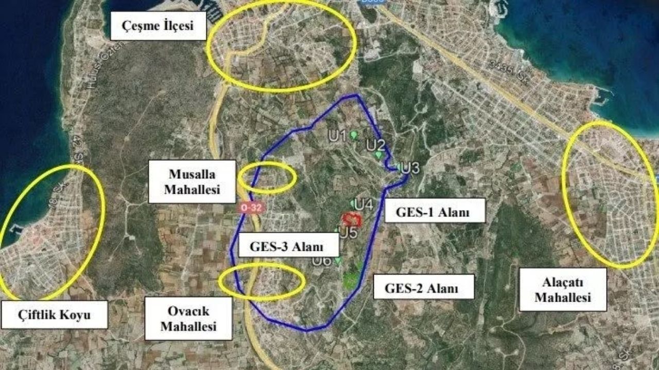 Çeşme'de 240 milyon dolar değerindeki SİT alanına GES için ÇED onayı çıktı. Çeşme Çevre Derneği Çeşme Çevre Derneği Başkanı Dr. Ahmet Güler, karara tepki göstererek “Halkın ortak varlığının, adı ‘yenilenebilir enerji’ olan bir bahaneyle özel sermayeye ve yabancı bir şirkete devredilmesinden başka bir şey değildir. Çeşme'nin hazine arazisi Sabancı ve Alman EON’a peşkeş çekiliyor” diye tepki gösterdi.