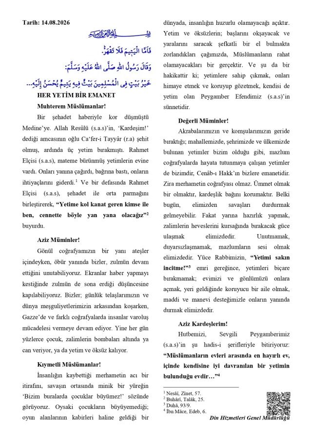 14 Ağustos Cuma Hutbesi Konusu Ne İşte Hutbe Metni