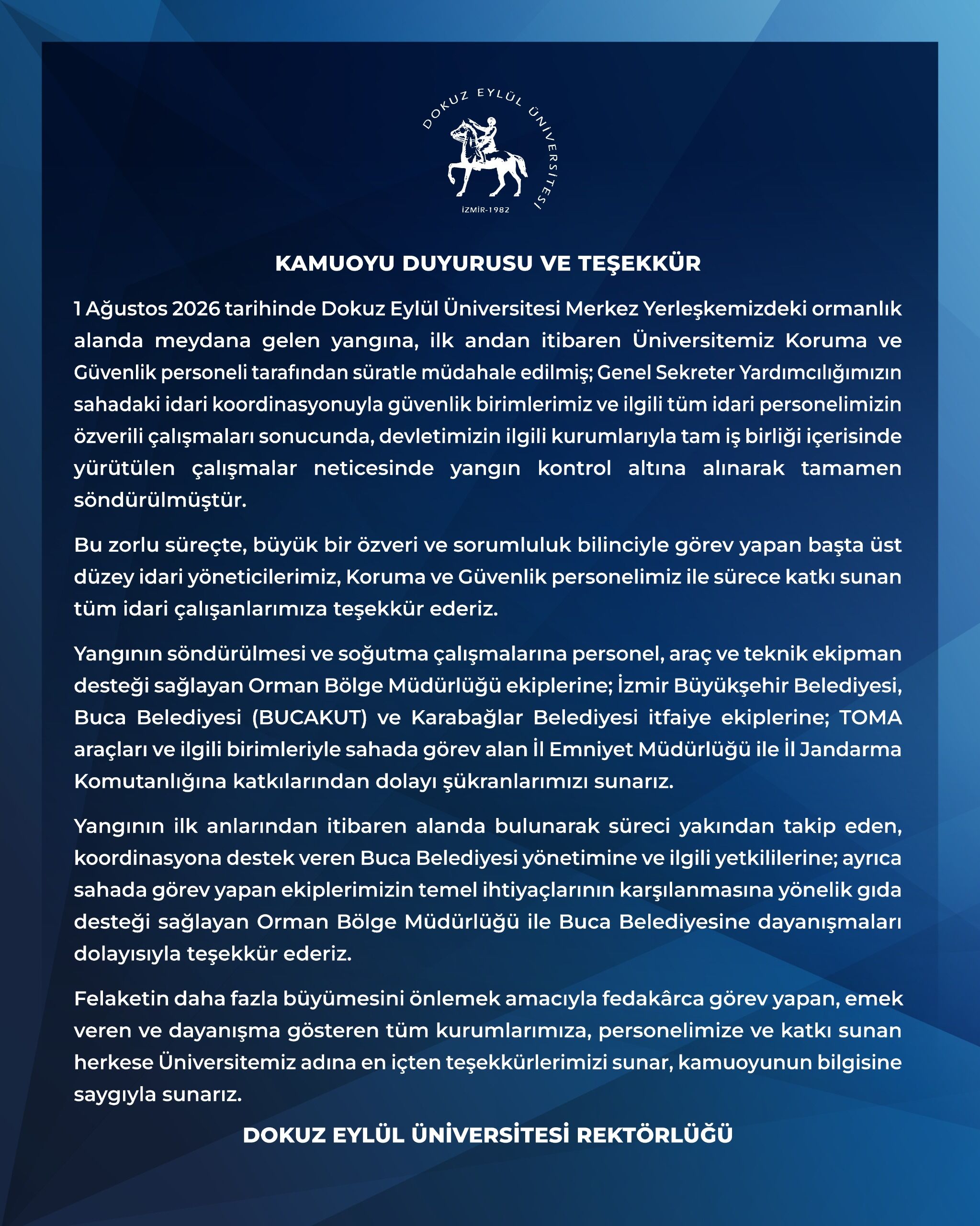 Dokuz Eylül Üniversitesi Kampüsünde Yangın Çıktı Rektörlükten Açıklama (1)