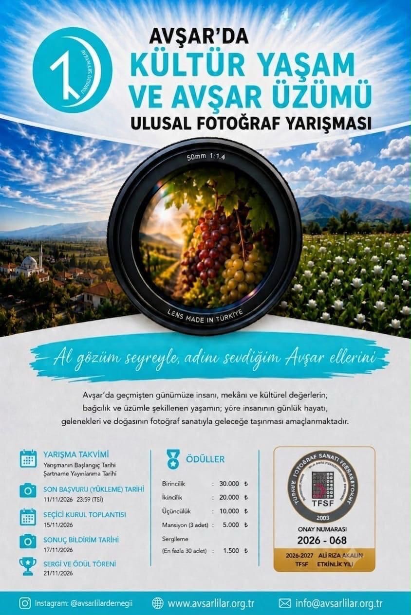 Denizli’nin coğrafi işaretli Avşar Üzümü ve 800 yıllık köklü kültürü, ulusal fotoğraf yarışmasıyla geleceğe taşınıyor. Türkiye’nin dört bir yanından sanatçılar bu eşsiz mirası belgelemek için Avşar’da.