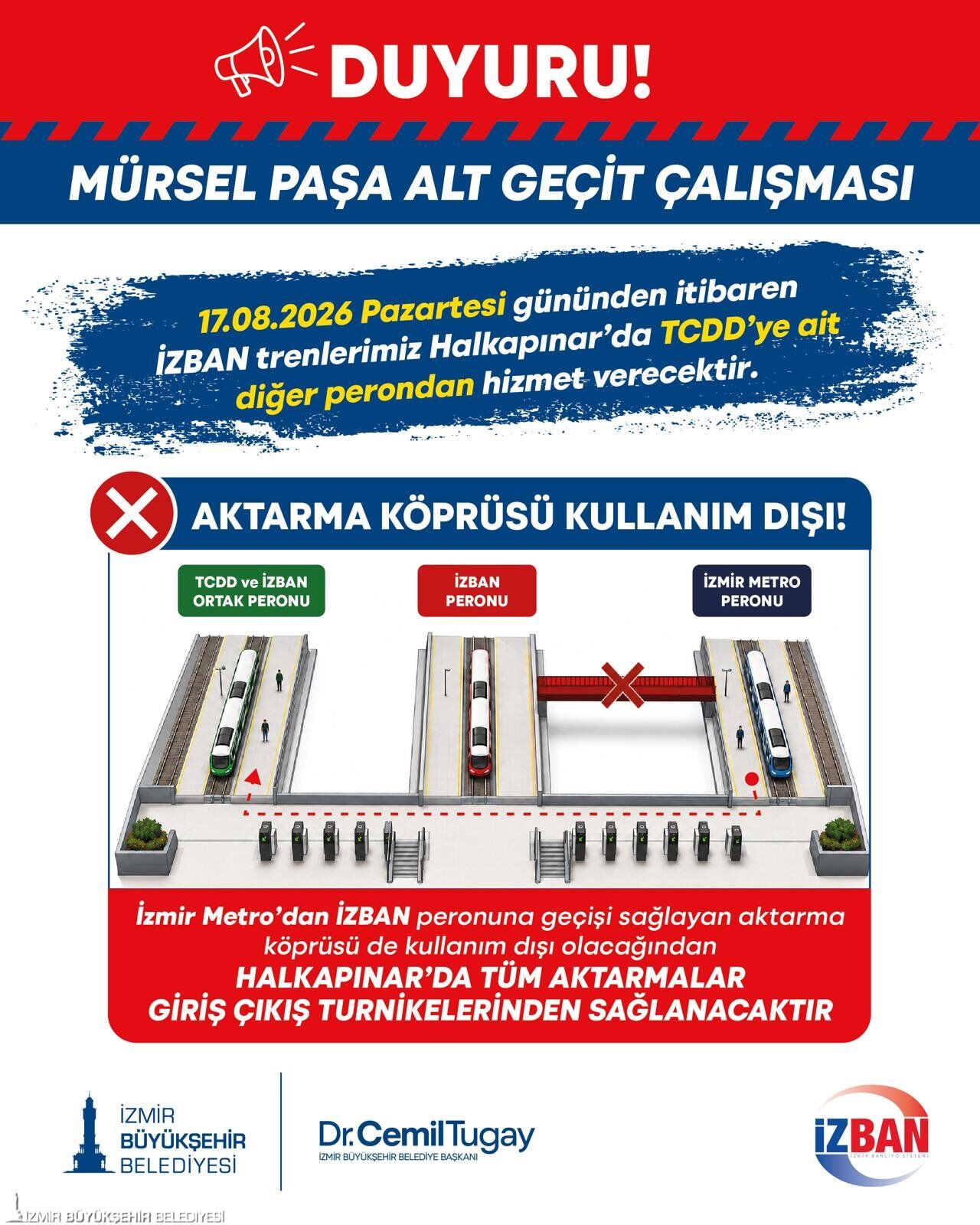 İzban Ve Metro Kullananlar Dikkat Halkapınar İstasyonu'nda Geçici Düzenleme! (2)
