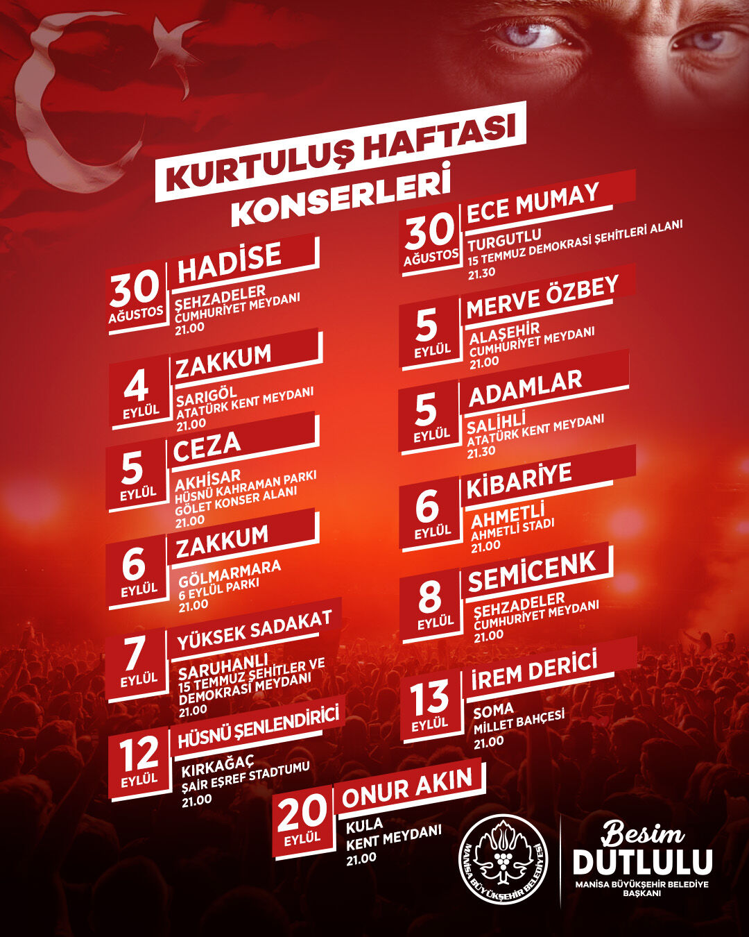Manisa’da Kurtuluş Coşkusu! 30 Ağustos Zafer Bayramı'nda Manisa'da Hangi Ilçede, Kimin Konseri Var (1)