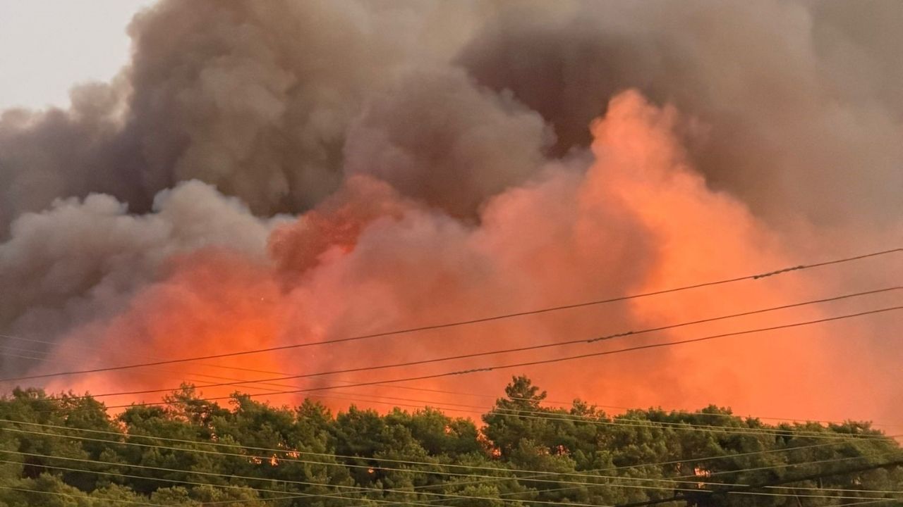 Muğla Fethiye'de Orman Yangını Alevler Evlere Yaklaştı1