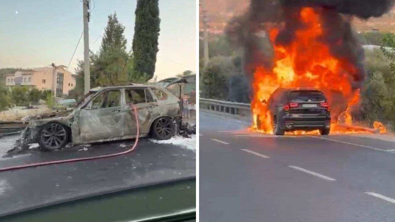 Muğla’nın Milas Ilçesinde Seyir Halindeyken Aniden Alev Alan Otomobil, Kısa Sürede Küle Döndü.1