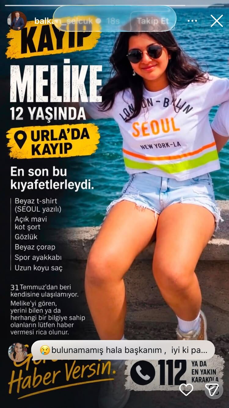 Urla'da Melike'den Haber Alınamıyor 12 Yaşındaki Çocuk Kayıp!