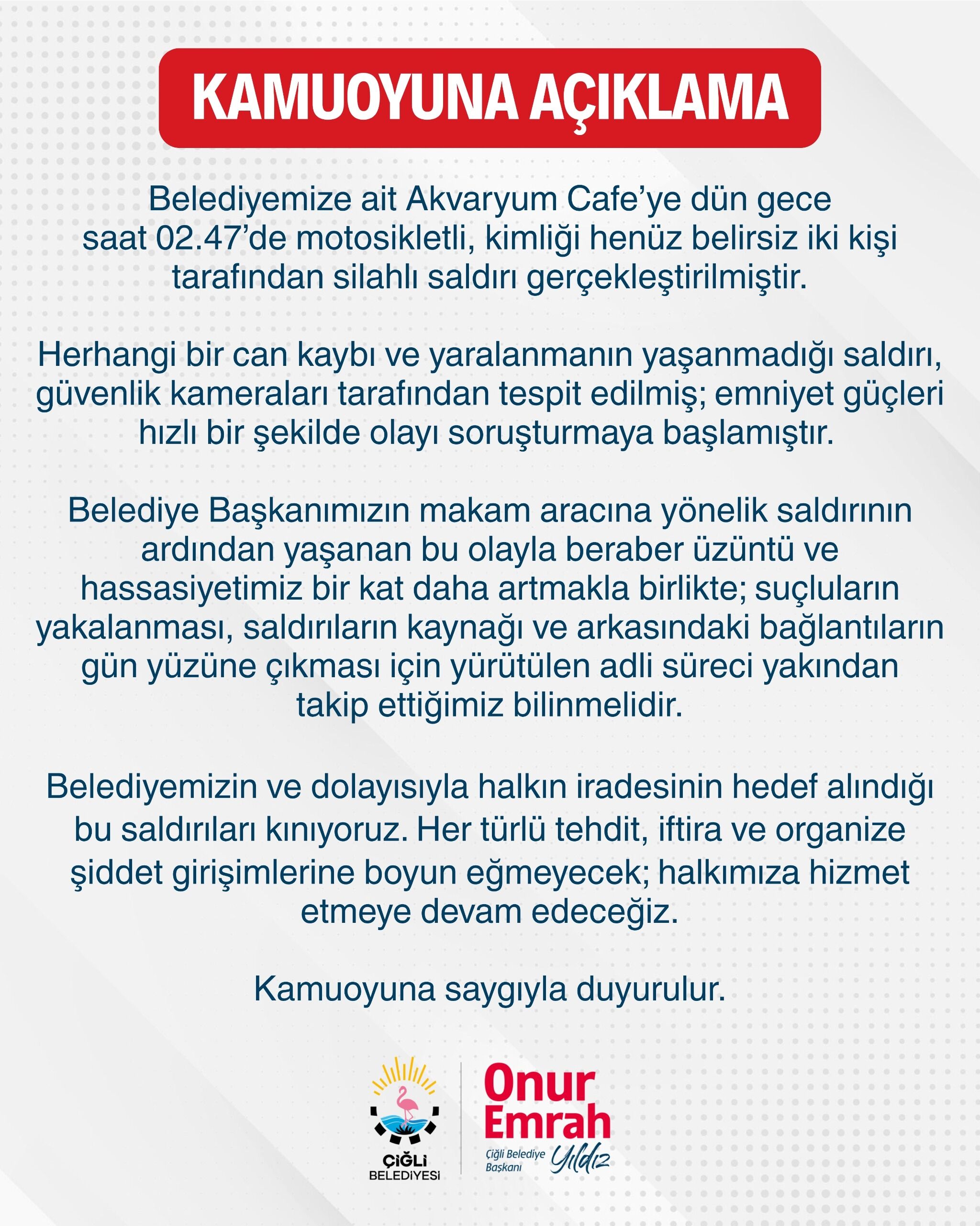 Makam Aracından Sonra Akvaryum Cafe Hedef Alınmıştı! Çiğli Belediyesi’nden Saldırı Sonrası Açıklama (2)