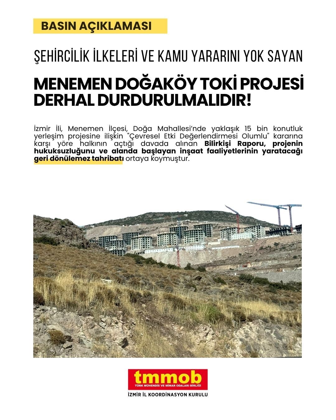 Tmmob’den Menemen Doğaköy Toki̇ Projesi Için Çağrı Derhal Durdurulmalı!-2